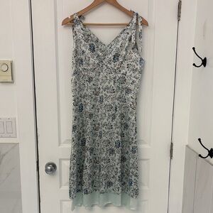 Kenzie Blue Silk Floral Midi Dress